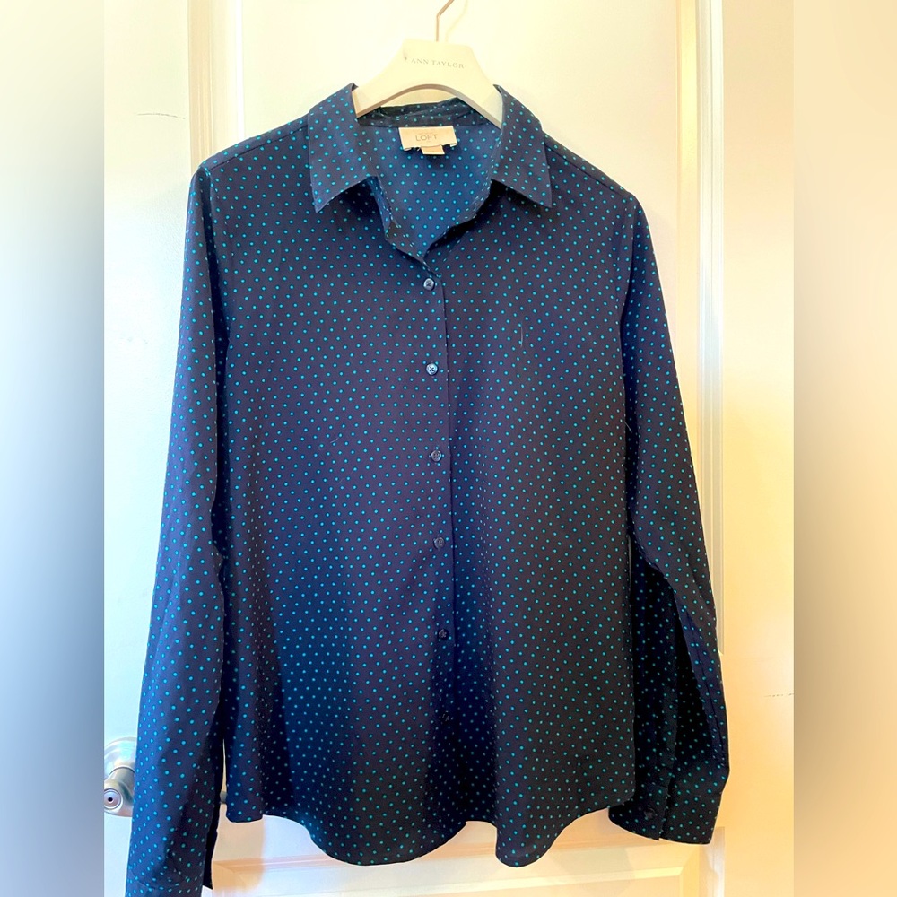 LOFT long sleeve shirt with polka dots